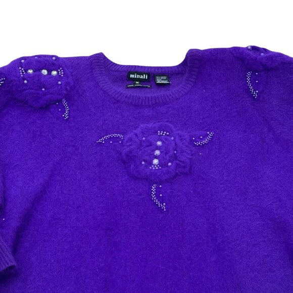 Women’s Vintage Minali sweater purple angora/nylon 1990s - Picture 3 of 6